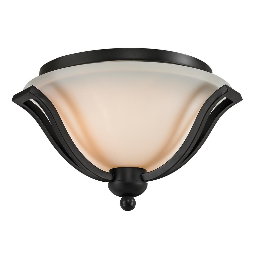 Z-Lite 703F2-MB 2 Light Ceiling in Matte Black with a Matte Opal Shade